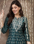 Floral Printed A-Line Modal Chanderi Kurta Set