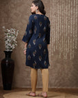Floral Printed A-Line Rayon Slub Kurta