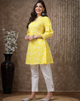 Floral Printed A-Line Above Knee Length Kurti