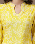 Floral Printed A-Line Above Knee Length Kurti
