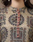 Ethnic motif viscose kurti with mirror detailing and 3/4th sleeves