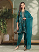 Abstract Printed Flared Modal Chanderi Kurta Set with Zari Embroidery and Lace Detailing