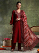Zari-Embroidered Poly Viscose Kurta Set with Printed Chanderi Dupatta
