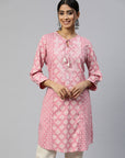 Embroidered Printed Tie Up Kurti