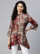 Printed High-Low Modal Chanderi Tunic with Floral Embroidery
