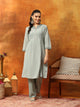 Silk Blend Embroidered Kurta Set with Palazzo & Lace Hem