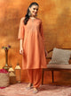 Silk Blend Embroidered Kurta Set with Palazzo & Lace Hem