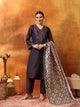 Art Silk Embroidered Kurta Set with Palazzo & Silk Dupatta