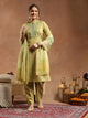 Tribal Printed Straight Kurta Set with Lace Detailing & Chiffon Dupatta