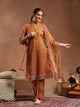 Floral Printed Silk Kurta Set with Sewroskie Work & Printed Dupatta