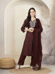 Geometric Foil Printed Poly Viscose Kurta Set with Palazzo & Dupatta
