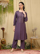 Zari Embroidered Blended Kurta Set with Full Sleeves & Palazzo