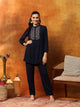 Solid Zari Embroidered Rayon Kurta with Laced Hem Palazzo