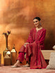 Floral Wool Blend Kurta Set with Swarovski Detailing & Printed Dupatta