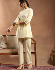 Cotton Blend Embroidered Tunic Co-Ord Set with Palazzo