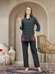 Solid Viscose Rayon Co-ord Set with Embroidered Shirt Collar