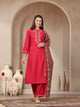 Zari-Embroidered Viscose Blend Kurta Set with Art Silk Dupatta