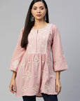 Pink Embroidered Tunic