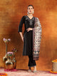 Poly Viscose Ari-Embroidered Kurta Set with Silk Dupatta