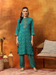 Viscose Rayon Zari Embroidered Kurta with Ethnic Print Palazzo