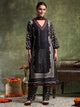 Printed Linen Kurta Set with Mirror Embroidery & Striped Dupatta