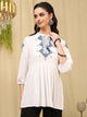 Solid Embroidered Flared Rayon Kurti
