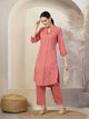 Solid A-Line Cotton Linen Kurta Set with Palazzo & Pockets