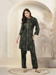 Floral Stripe Printed Rayon Kurta Set with Sequin Work
