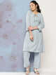 Spa Cotton Co-ord Set with Tonal Embroidery & Laced Sleeve