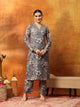 Wool Blend Floral Printed Kurta Set with Ethnic Embroidery & Printed Palazzo