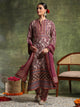 Paisley Wool Blend Kurta Set with Swarovski Detailing & Chiffon Dupatta