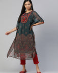 Ethnic Motifs Printed Thread Work Kaftan Kurta