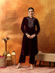 Velvet Kurta Set with Mandarin Collar & Zari Embroidered Yoke
