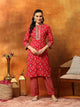 Viscose Rayon Zari Embroidered Kurta with Ethnic Print Palazzo