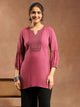 Viscose Rayon Kurti with Lace Neck and Bishop Sleeves
