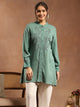 Viscose Rayon Kurti with Embroidered Placket & Lace-Trimmed Sleeves