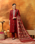 Blended Zari Embroidered Kurta Set with Palazzo & Printed Silk Dupatta