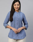 Mandarin Collar Lace Shirt Style Top