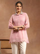 Solid Chiffon Tunic with Mirror Embroidery & Shirt Collar