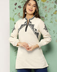 Embroidered Tunic Top In Rayon Fabric