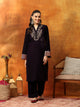 Velvet Zari Embroidered Kurta Set with Elasticated Palazzo
