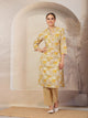 Patch Printed Cotton Cambric Kurta with Embroidery & Striped Palazzo