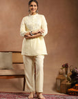 Cotton Blend Embroidered Tunic Co-Ord Set with Palazzo