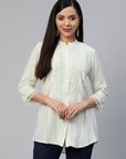 Mandarin Collar Lace Shirt Style Top