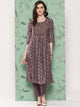 Purple Modal Chanderi Floral Kurta Set with Palazzo