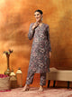 Wool Blend Floral Printed Kurta Set with Ethnic Embroidery & Printed Palazzo
