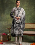 Linen Printed Kurta Set with Swarovski Detailing, Palazzo & Kotta Dupatta