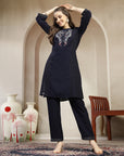 Crepe-Raschel Embroidered Kurta Set with Palazzo