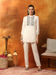 Solid Zari Embroidered Rayon Kurta with Laced Hem Palazzo