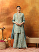 Ethnic Motif Printed Kurta with Zari Embroidery, Garara & Sequin-Laced Dupatta